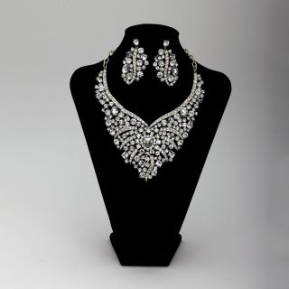   Crystal Wedding Bridal Jewelry Necklace Earrings Set