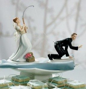 Gone Fishing Wedding Cake Topper Bride Groom Set New in Package