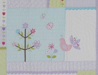 New Pottery Barn Kids Brannan PEACOCK Floral Twin QUILT lavender
