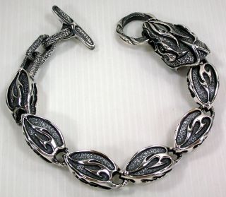 Anaconda Snake Silver Brass Mens Chain Bracelet 8 75