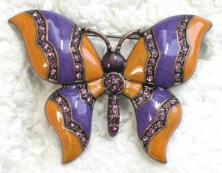 Purple Rhinestone Crystal Butterfly Pin Brooch C279