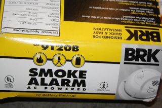 BRK ELECTRONICS 9120B FIRE ALARM SMOKE DETECTOR W/ BATTERY BACK UP NIB 