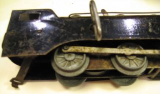 Vintage Working New York Central Tin Wind Up Locomotive and 3 Train 