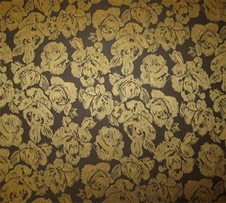 New Gold Black Floral Brocade Upholstery Fabric