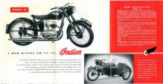 Indian Brave R s Motorcycles Sales Brochure 1953