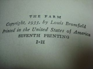 Vintage 1933 HCDJ The Farm Louis Bromfield Harper 1st