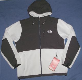 Womens The North Face Fleece Denali Hoodie Jacket L New White Graphite 
