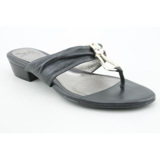Sofft Brescia Womens Size 7 Black Open Toe Leather Flip Flops Sandals 