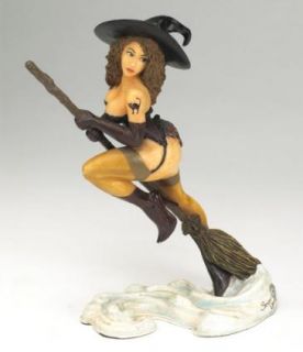 Broom Riding Tattooed Witch Sculpture Sexy Temptress