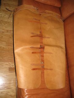   Natural Cowhide Brown Leather Strapped Western Rodeo Chaps