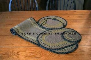 Country Primitive Brown Black Braided Oval Placemat