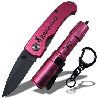 Browning Microblast Pink Pocket Knife Flashlight Combo