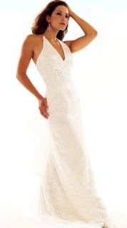 NWT Jessica McClintock Ivory Halter Wedding Bridal Gown Size 6