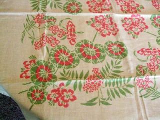   Printed Ecru Linen Tablecloth 44 x 44 Bridge Floral Motif