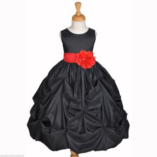 Black Red Taffeta Holiday Wedding Party Flower Girl Dress 6M 12M 2 3T 