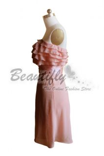 Peach Pink Chiffon Bridesmaids Dress Party Dress Evening Prom Cocktail 