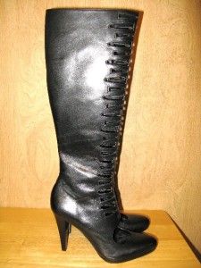 New $231 Calvin Klein Womens Brielle Knee High Cutout Leather Boots 6 
