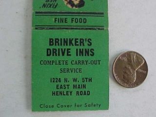 1940 50s Era Brinkers Drive Inns Sexy Pin Up Girly Matchbook Beauty 