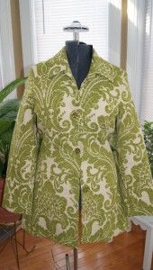   Sisters Green Brocade Jaquard Texture Jewel BTNS Jacket Large