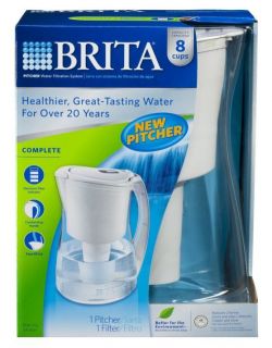 Brita Marina Complete Water Filtration Pitcher Clear White with One 