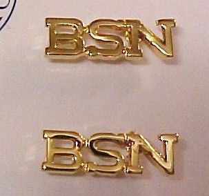 BSN Nurse Medical Lapel Pin Tac Set of 2 Gold Plate