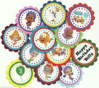 Bubble Guppies Theme Birthday Party or Party Cupcake Toppers Custom 