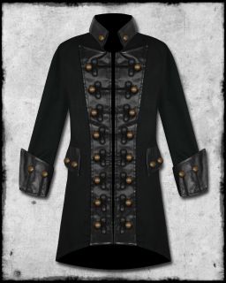 Raven SDL Mens Black Copper Button Steampunk Goth Military Pirate 