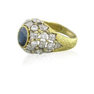 Buccellati 18K Gold Diamond Sapphire Cocktail Ring