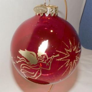 Bronners Unsilvered Cranberry Gold Angel Christmas Ornament Large 4 