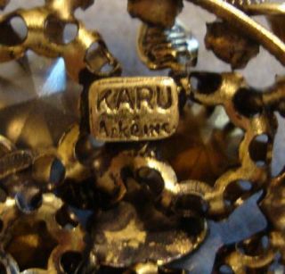 Vintage Aqua Iricescent Signe Karu Arke Brooch Pin
