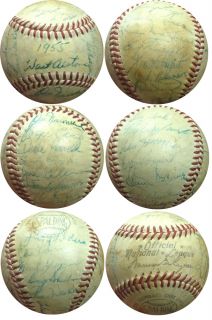 1955 Brooklyn Dodgers WS Team Signed Baseball Jackie Robinson 