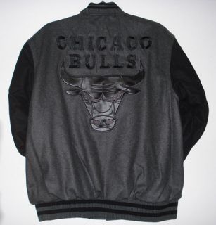 Size 3XL NBA Chicago Bulls Wool Reversible Jacket Black Charcoal XXXL 