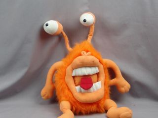Big Crazy Orange Fuzzy Bug Eyed Monster Poseable Plush Stuffed Animal 