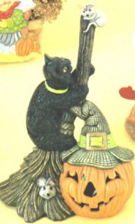 Ceramic Bisque Witchs Broom with Cat Electric Included