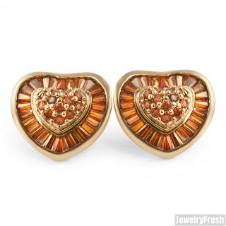 large chocolate stones rose gold cz heart earrings