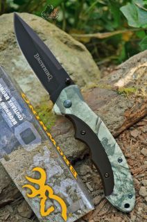 Browning Knife Knives clip Camo Small Linerlock Pocket Folder Point 