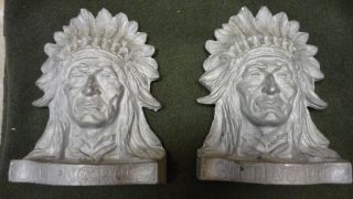   of Cast Iron Indian Chief Head Bookends Inscribed Sitting Bull