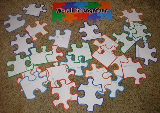   We Fit Togeher Class Puzzle Bulletin Board Set 31 Pieces