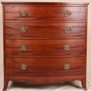 American Federal Period Bowfront Splay Foot Chest of Drawers, New 