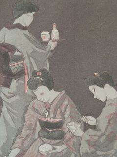 Foujita Leonard Geishas Tea Time Original Signed Etching 1926 Japan 