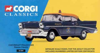 NASSAU COUNTY NY 1957 CHEVROLET BEL AIR POLICE CAR 1 43 SCALE CORGI 