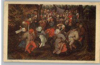 Postcard Brueghel Painting Peasants Marriage Festival