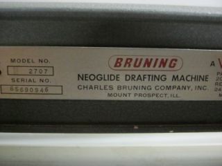 Bruning No. 2707 Neoglide Drafting Machine & 42 x 32 Adjustable 