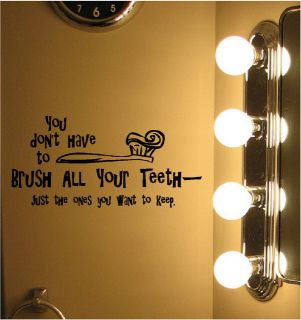 Brush All Your Teeth Bathroom Vinyl Wall Decor Decal Quotes Sticker 