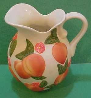 Claire Burkes Hand Painted Peach Pottery Milk Pitcher