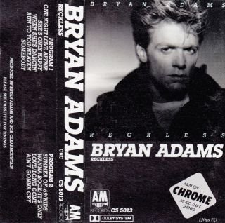 Reckless Bryan Adams Cassette 1984 A M In 075021501348