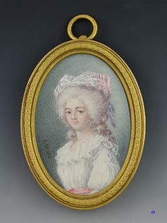 Hand Painted Miniature After Vigée Le Bruns Portrait Marie 
