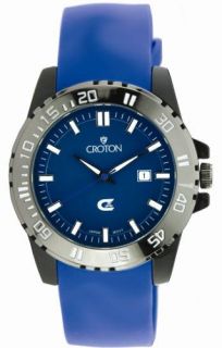 Croton Mens Blue Dial and Rubber Sport Date Watch New