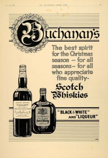 1930 Ad Buchanans Black White Scotch Whisky Liqueur ORIGINAL 
