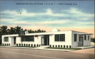 Fort Pierce FL Greyhound Bus Station Taxi Sign Postcard